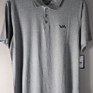 RVCA Robey Polo Shirt Men Medium Gray Performance UPF New With Tags‎